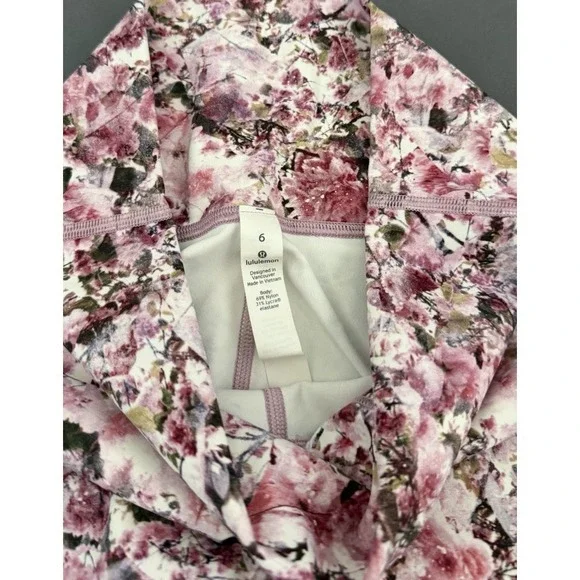 Lululemon Wonder Under Leggings Womens Size 6 Floral Pink Athletic Workout - Picture 3 of 10